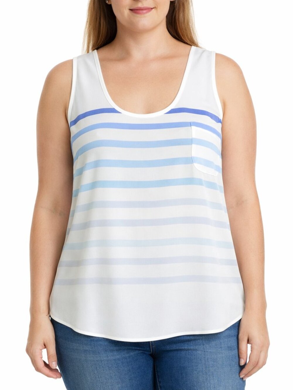 Joie Rain B Silk Ombré Stripe Tank Blue White NWT Size L Coastal Preppy